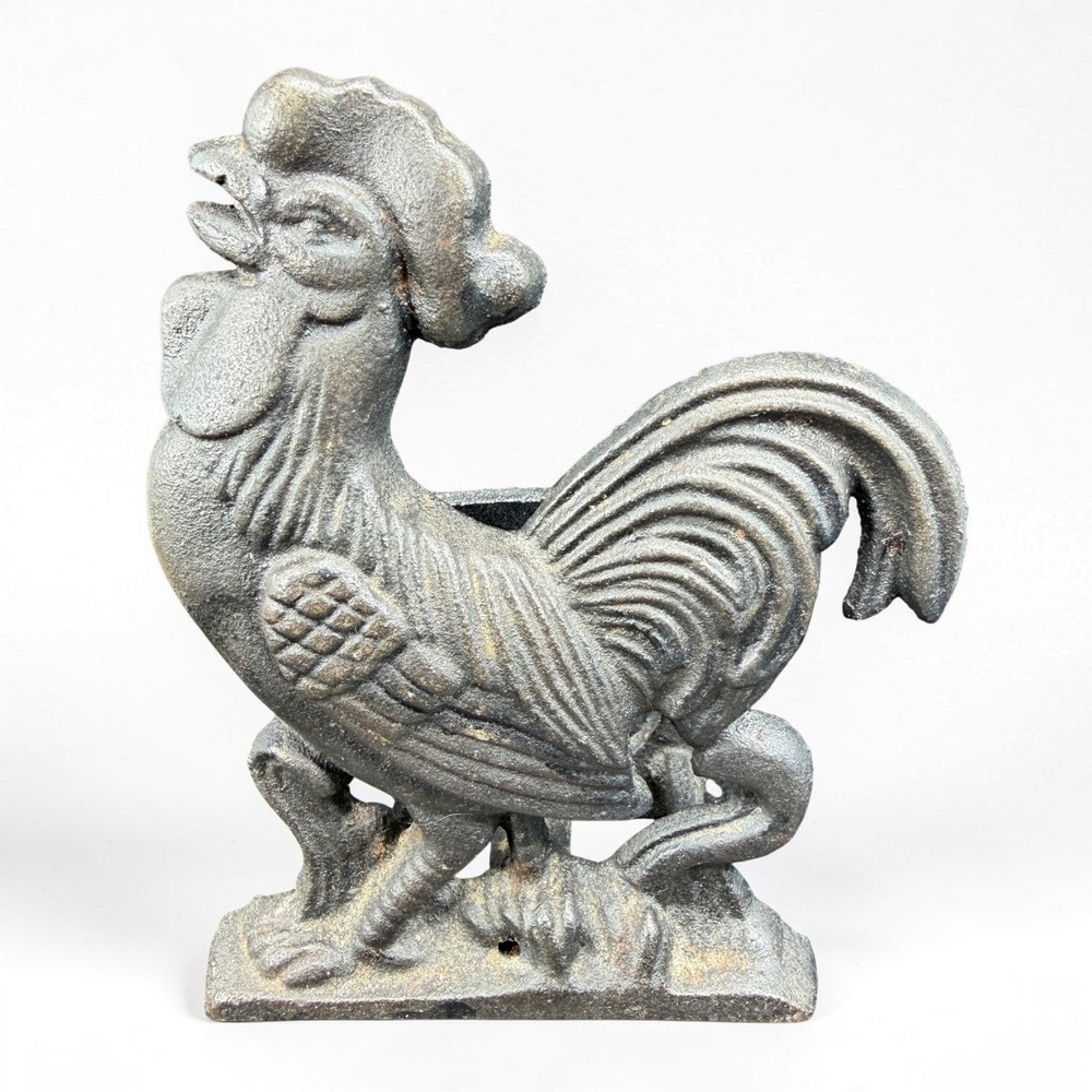 Vintage Cast Iron Rooster Napkin Holder Letter Sorter Farmhouse Decor 5.5 Inch